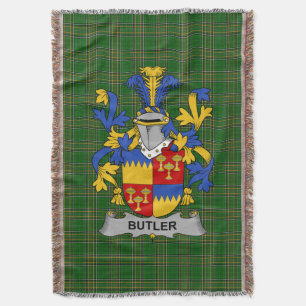 Irish Butler Coat of Arms Family Crest Ireland Throw Blanket
