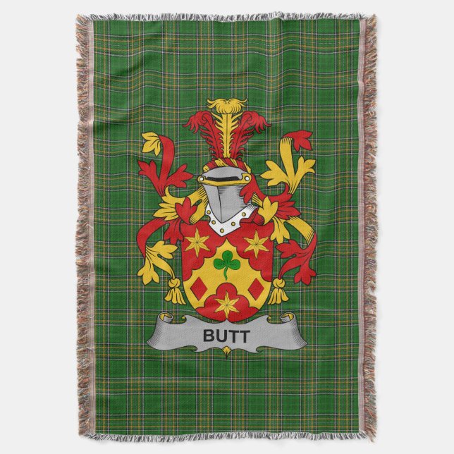  Irish Butt Coat of Arms Family Crest Ireland Throw Blanket (Front Vertical)