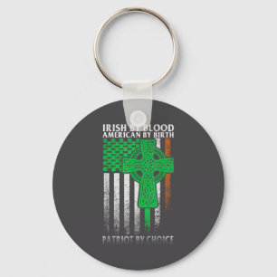 Irish By Blood American By Birth Ireland Mardi Gra Keychain