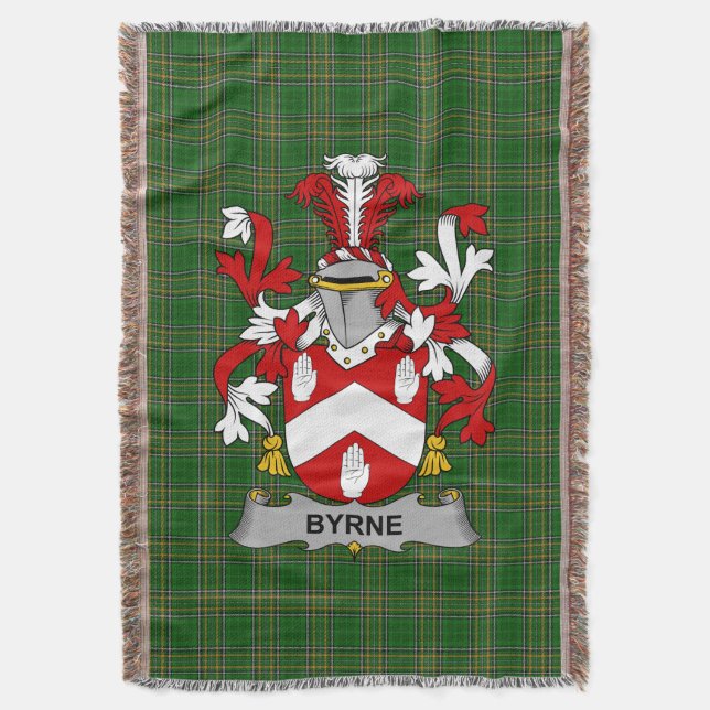  Irish Byrne or O_Byrne Coat of Arms Family Crest  Throw Blanket (Front Vertical)