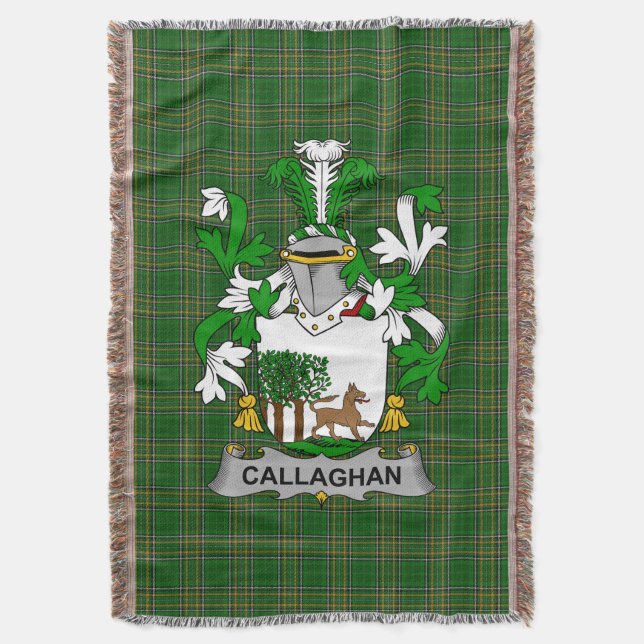  Irish Callaghan or O_Callaghan Coat of Arms Famil Throw Blanket (Front Vertical)