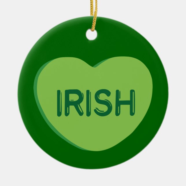 Irish Candy Heart Ceramic Ornament (Front)