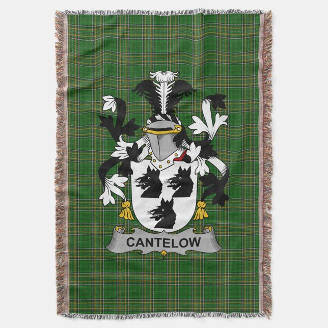  Irish Cantelow (e) Coat of Arms Family Crest Irel Throw Blanket (Front Vertical)