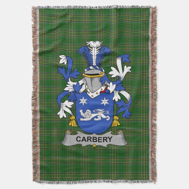  Irish Carbery Coat of Arms Family Crest Ireland Throw Blanket (Front Vertical)