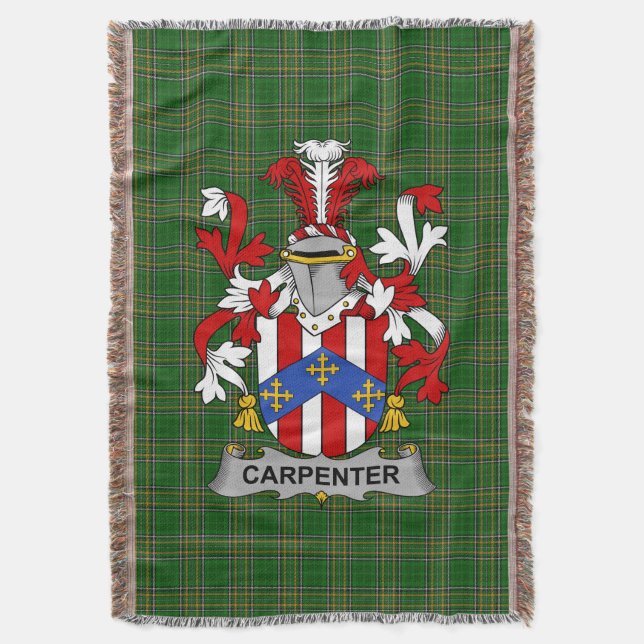  Irish Carpenter Coat of Arms Family Crest Ireland Throw Blanket (Front Vertical)