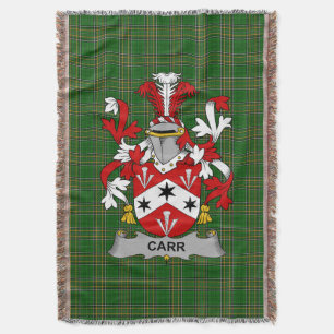 Irish Carr Coat of Arms Family Crest Ireland Throw Blanket