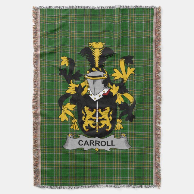  Irish Carroll or O_Carroll Coat of Arms Family Cr Throw Blanket (Front Vertical)