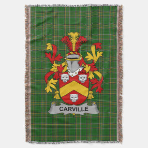 Irish Carville or McCarville Coat of Arms Family Throw Blanket