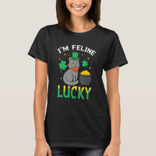 Irish Cat Leprechaun I'm Feline Lucky Cat St Patri T-Shirt