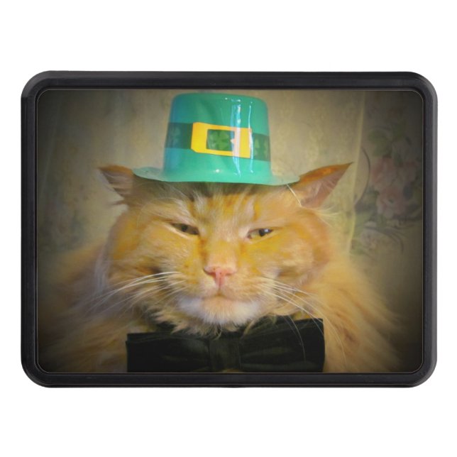 Irish Cat + Leprechaun = Leprecat? Trailer Hitch Cover (Front)