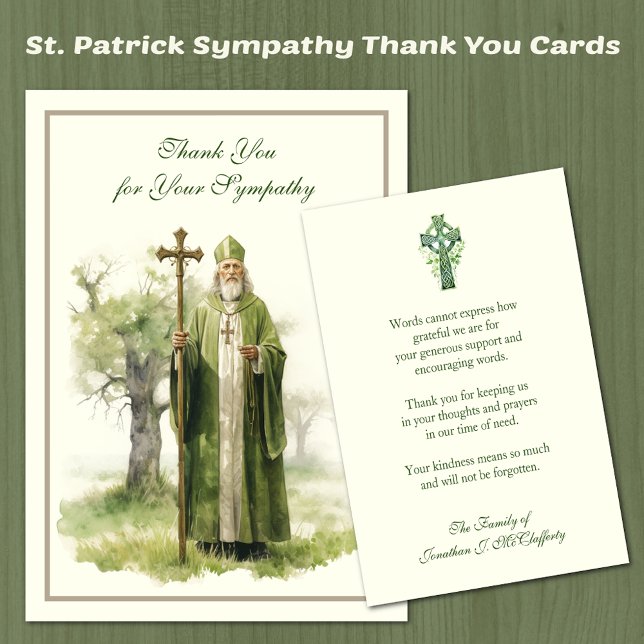 Irish Catholic Sympathy Condolence Thank You Card (Traditional St. Patrick Sympathy Thank You Cards )