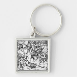 Irish Cattle Raid on an English Plantation Keychain