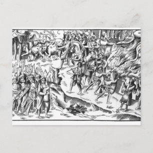 Irish Cattle Raid on an English Plantation Postcard