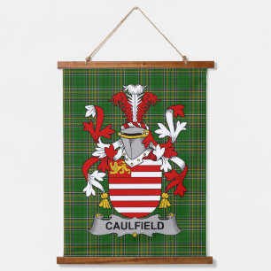 Irish Caulfield or Gaffney Coat of Arms Family Cre Hanging Tapestry