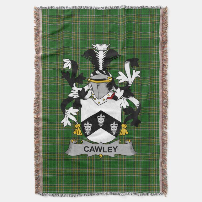  Irish Cawley or Cauley Coat of Arms Family Crest  Throw Blanket (Front Vertical)
