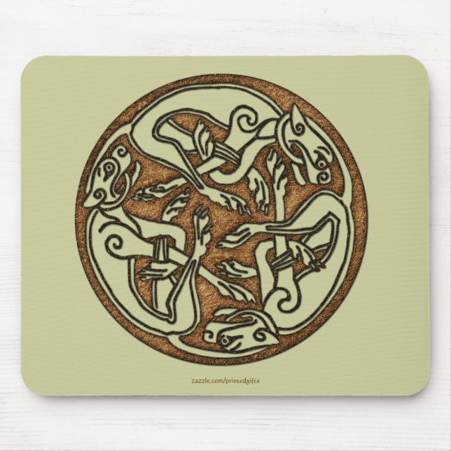Irish Celtic 3-Dog Symbol Mousepad (Front)