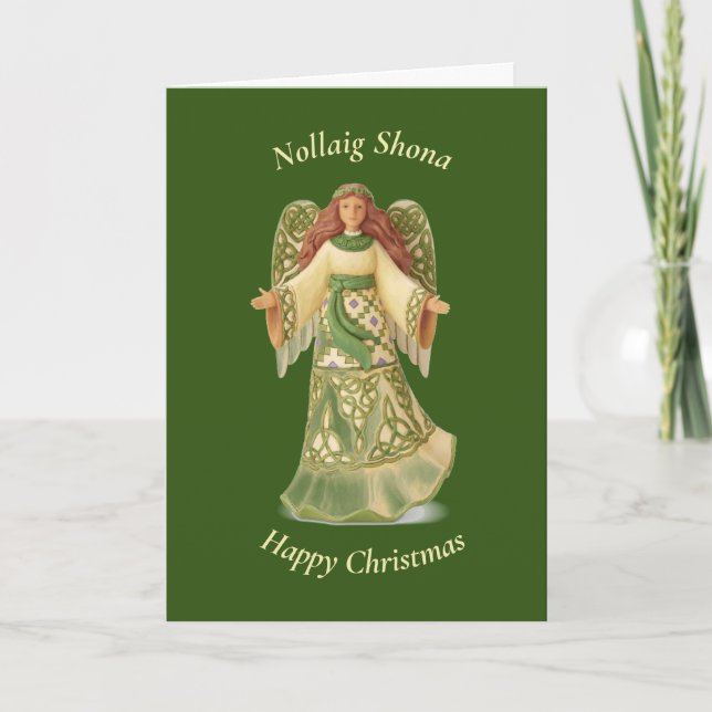 Irish Celtic Angel Christmas Holiday Folded Card (Front)