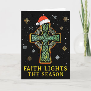 Irish Celtic Cross Knot Christian Faith Santa Hat  Card
