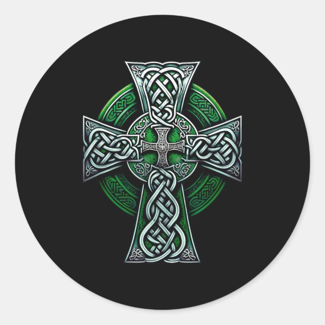 Irish Celtic Cross Knot Christian Holy Trinity Sco Classic Round Sticker (Front)