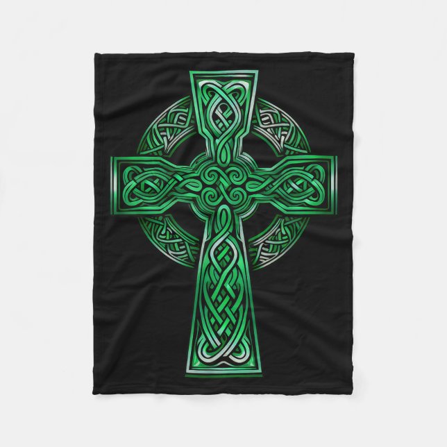 Irish Celtic Cross Knot Christian Holy Trinity Sco Fleece Blanket (Front)