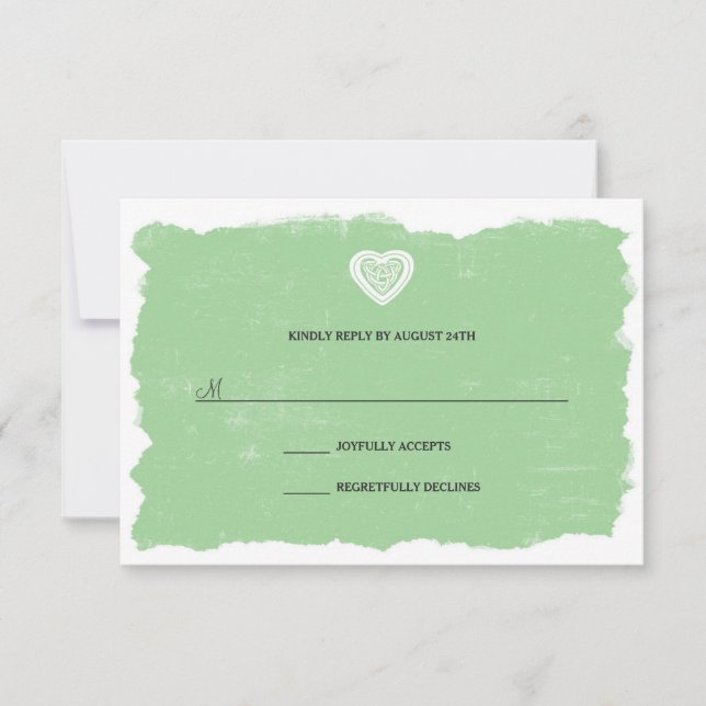 Irish Celtic heart RSVP carte de réponse 3991 (Devant)