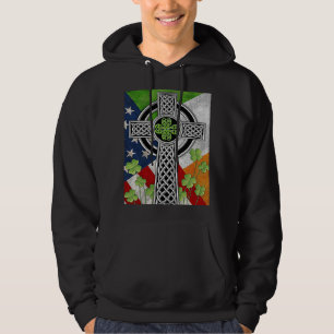 Irish Celtic Knot Cross American Flag USA Hoodie