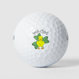 Irish Chick Text Shamrock Golf Balls