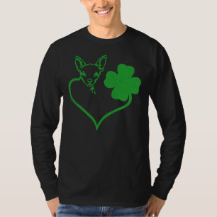 Irish Chihuahua Face Shamrock St Patricks Day Dog T-Shirt