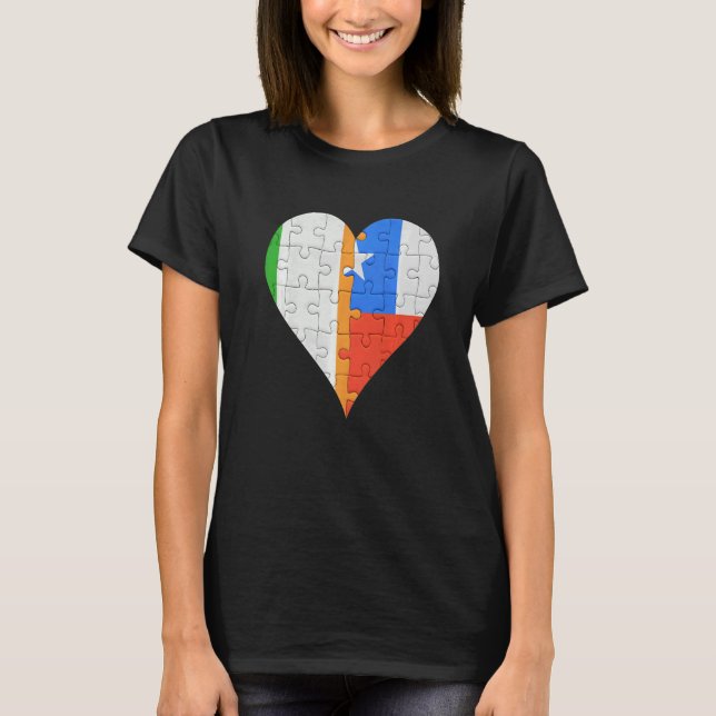 Irish Chilean Flag Heart T-Shirt (Front)
