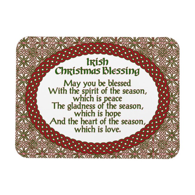Irish Christmas Blessing, Red Green Celtic Holiday Magnet (Horizontal)