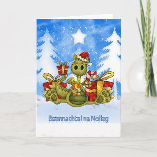 Irish Christmas Card - Cute Dragon - Beannachtaí n