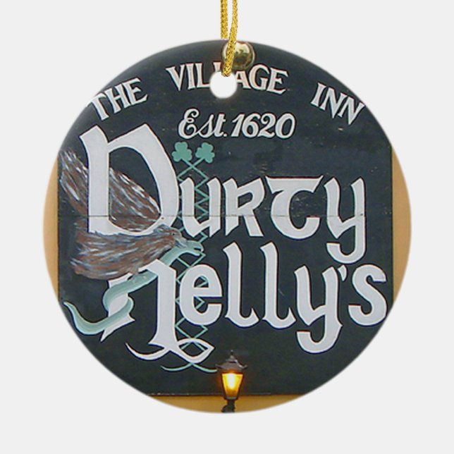 Irish Christmas Ornament, Durty Nelly's & Nollaig Ceramic Ornament (Front)