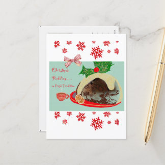 Irish Christmas Pudding Holiday Postcard