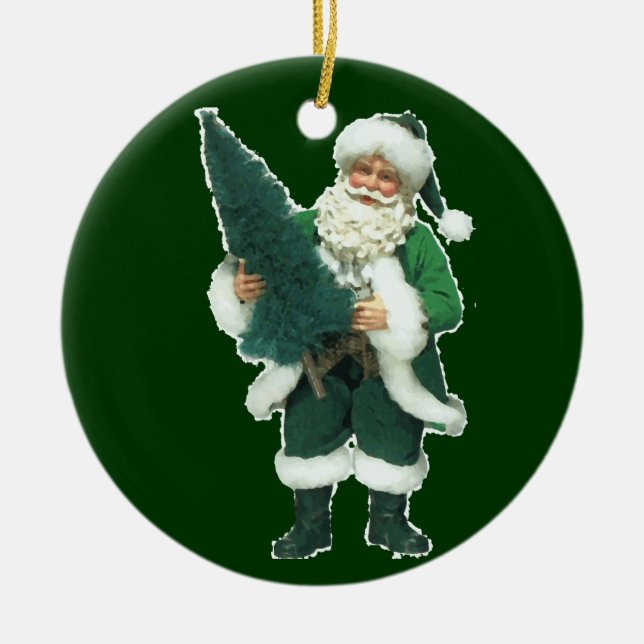 Irish Christmas Santa Claus Ceramic Ornament (Front)