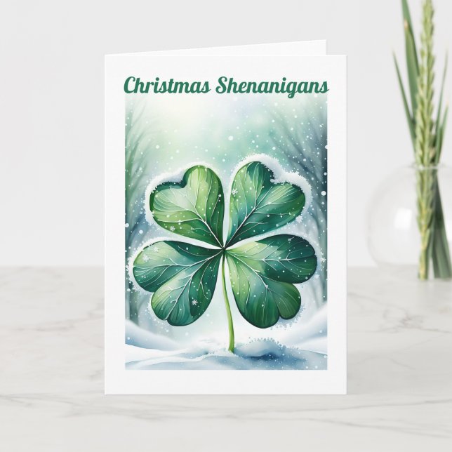 Irish Christmas Shenanigans Personalized Holiday Card (Front)