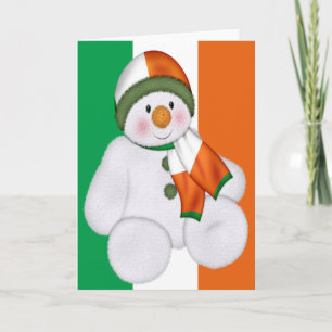 Irish Christmas Snowman Holiday Card