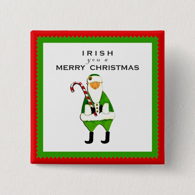 Irish Christmas wish 2 Inch Square Button (Front)