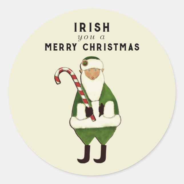 Irish Christmas Wish Classic Round Sticker (Front)