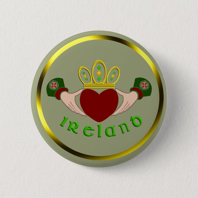 Irish Claddagh 2 Inch Round Button (Front)