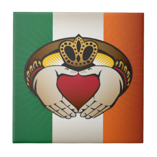 Irish Claddagh Flag Crest Tile