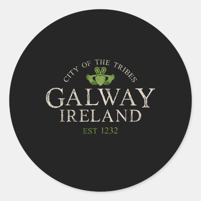 Irish Claddagh Galway Ireland Classic Round Sticker (Front)