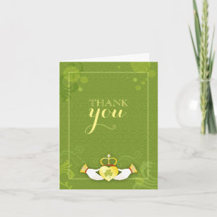 Irish Claddagh Heart Green Mariage Carte de remerc