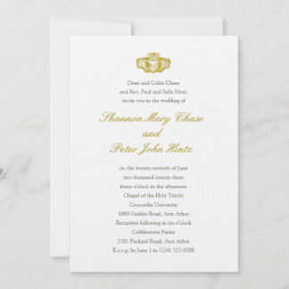 Irish Claddagh Ring Invitation Gold