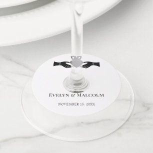 Irish Claddagh Ring Simple Black and White Wedding Wine Glass Tag