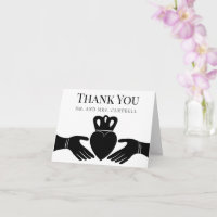 Irish Claddagh Ring Simple Black, White Thank You