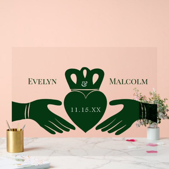 Irish Claddagh Ring Simple Graphic Green Acrylic Sign (Wedding)
