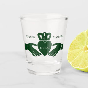 Irish Claddagh Ring Simple Graphic Green Wedding Shot Glass