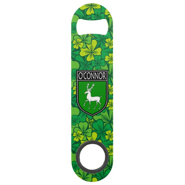 Irish - Clan O'Connor Crest & Shamrock Bar Key (Front)
