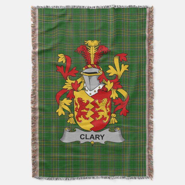  Irish Clary or O_Clary Coat of Arms Family Crest  Throw Blanket (Front Vertical)