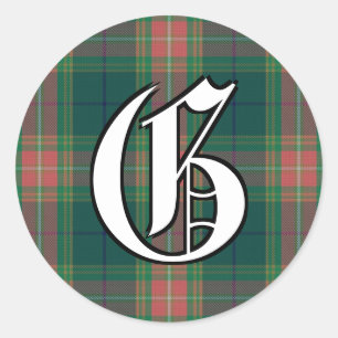 Irish Classic Clan Gallagher Tartan Monogram Round Sticker